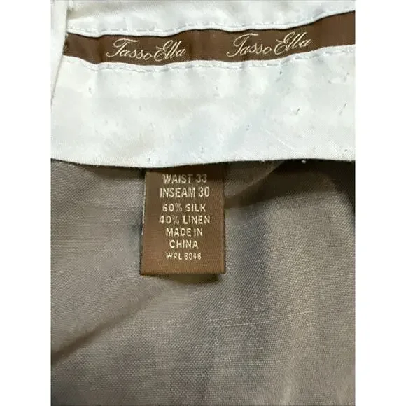 Tasso Elba Lightweight 40% Linen 60%Silk Blend Brown Pants Actual 33x26 - Picture 3 of 7